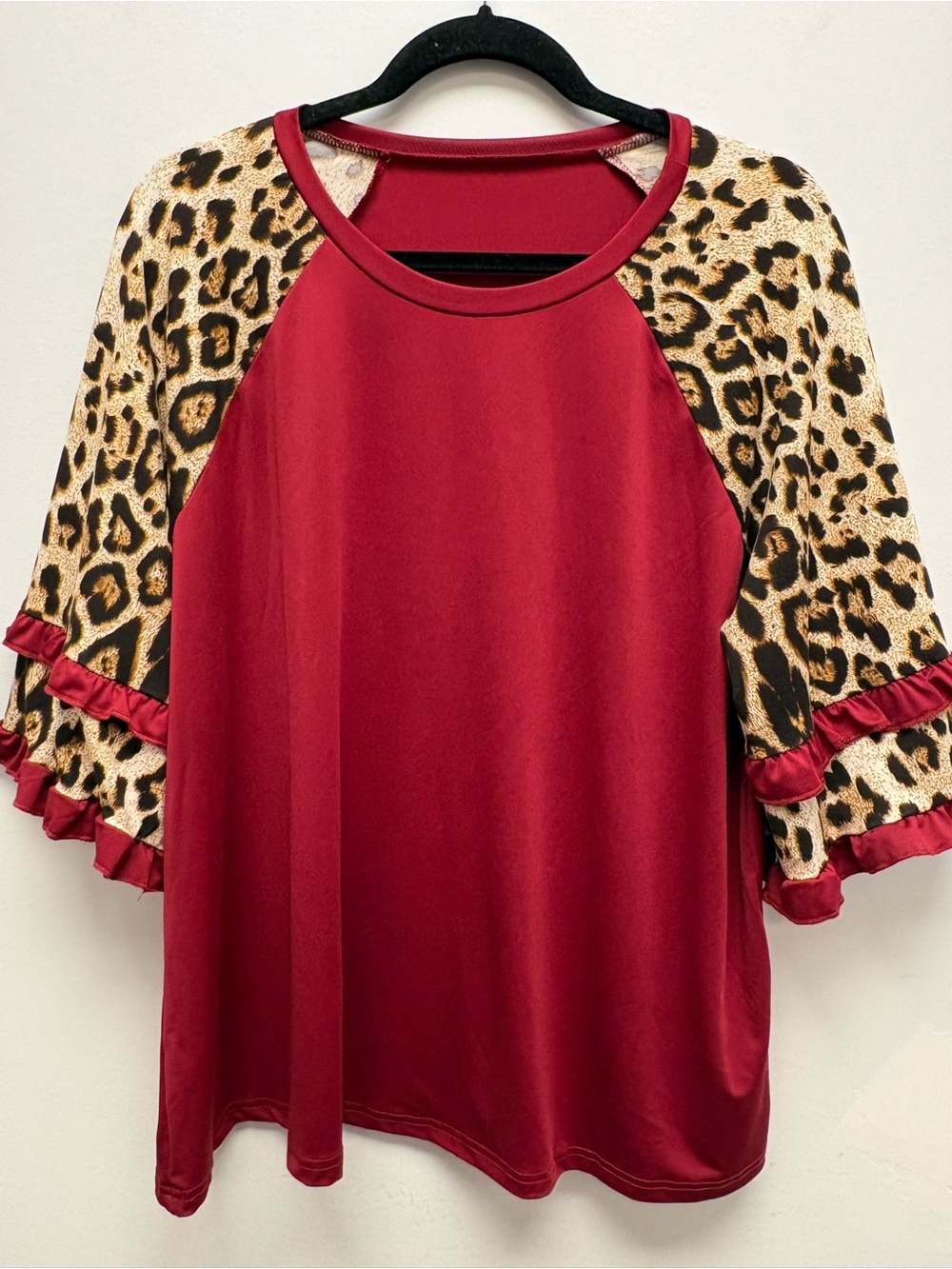4 for $25 ❤️ SHEIN Curve Leopard Ruffle Sleeve Top 2XL ❤️
